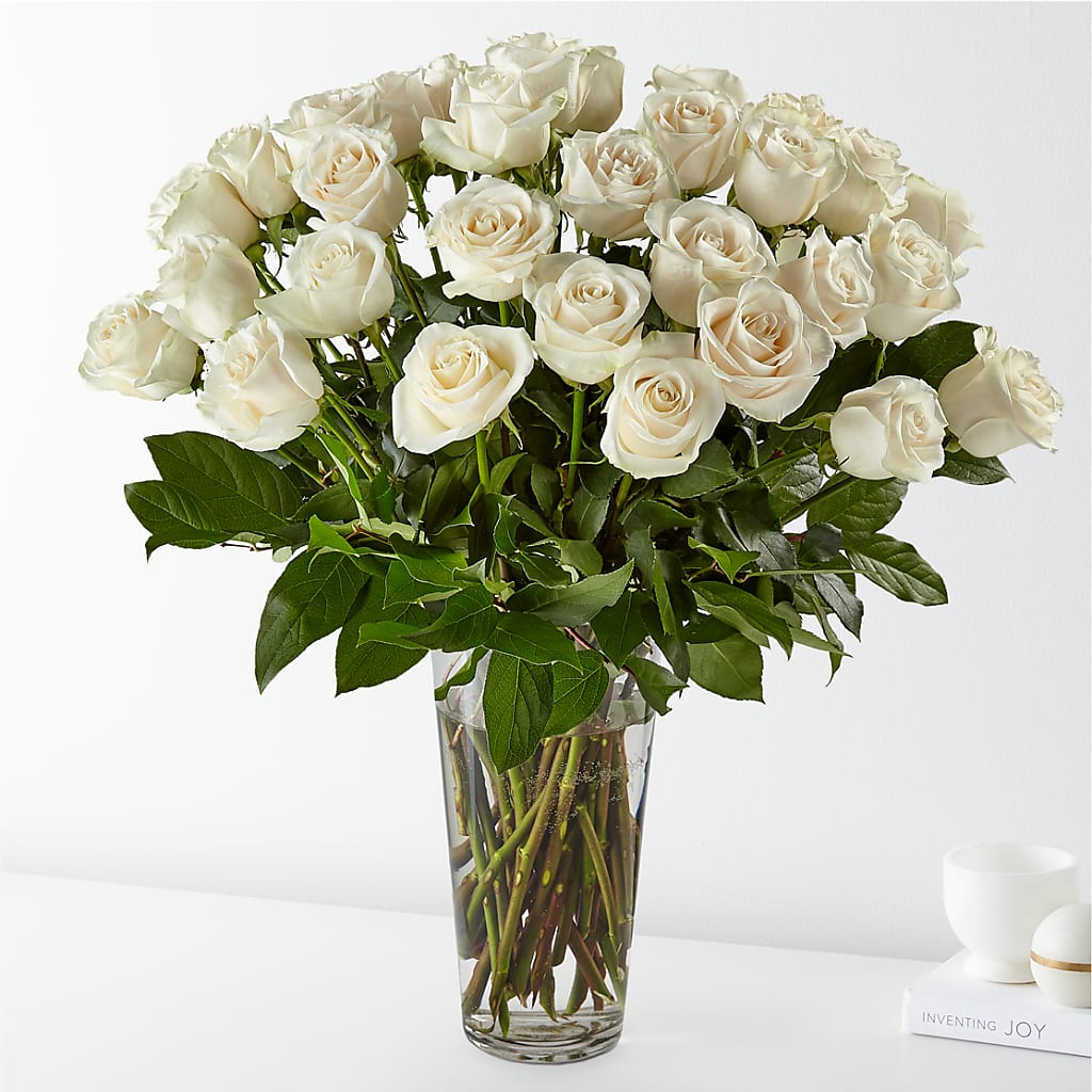 Long Stem White Rose Bouquet – CAMPBELL ROSES & PLANTS LTD CO, Fort Campbell KY