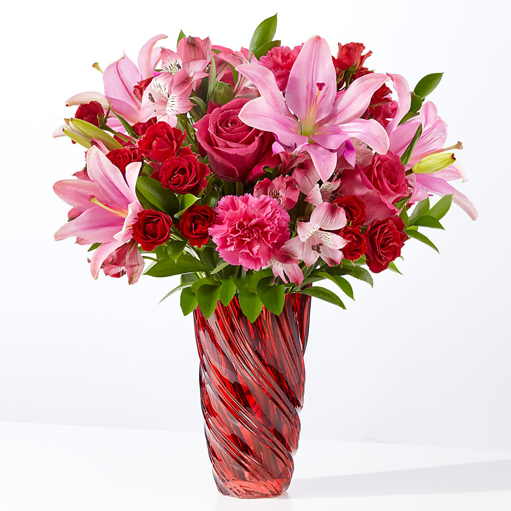 In Love Bouquet with Luxe Swirl Vase – CAMPBELL ROSES & PLANTS LTD CO, Fort Campbell KY