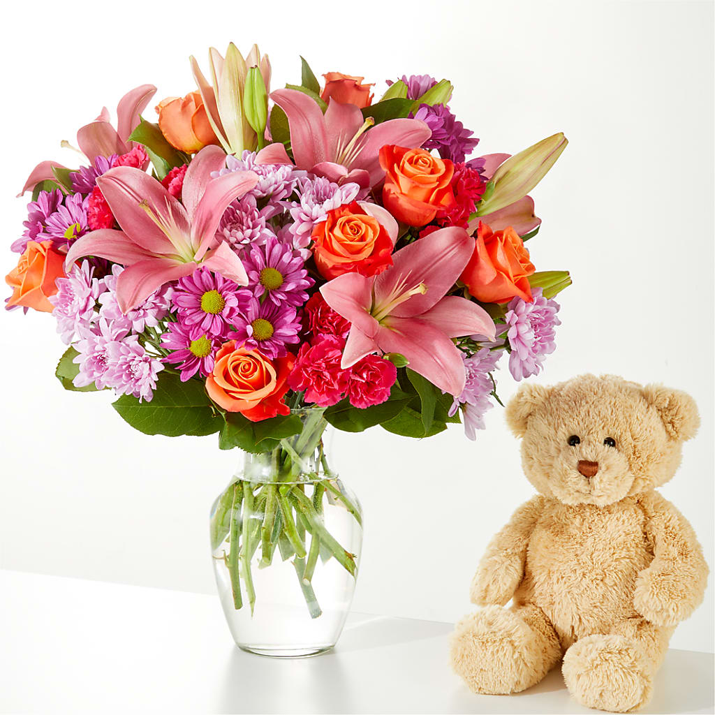 One and Only Bouquet and Bear Bundle – CAMPBELL ROSES & PLANTS LTD CO, Fort Campbell KY