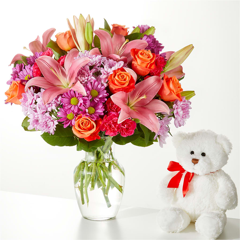 One and Only Bouquet and Bear Bundle – CAMPBELL ROSES & PLANTS LTD CO, Fort Campbell KY
