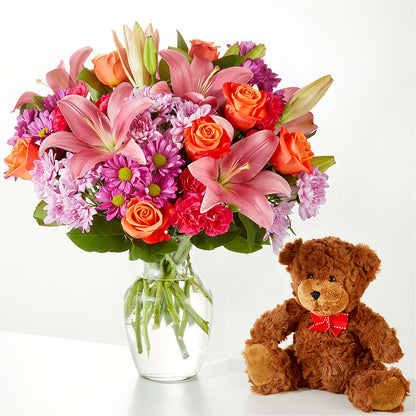One and Only Bouquet and Bear Bundle – CAMPBELL ROSES & PLANTS LTD CO, Fort Campbell KY