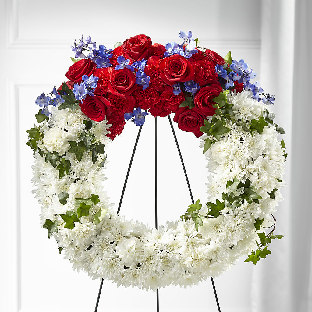 Patriotic Passion Wreath – CAMPBELL ROSES & PLANTS LTD CO, Fort Campbell KY