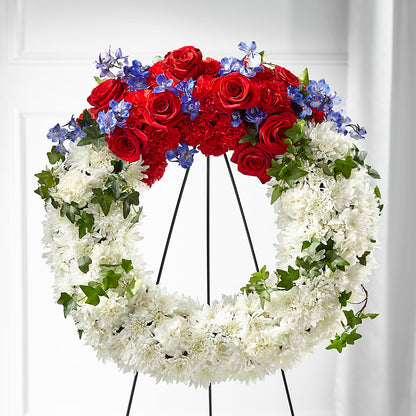 Patriotic Passion Wreath – CAMPBELL ROSES & PLANTS LTD CO, Fort Campbell KY