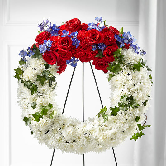 Patriotic Passion Wreath – CAMPBELL ROSES & PLANTS LTD CO, Fort Campbell KY