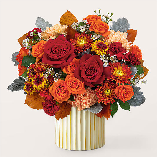 Merlot Bouquet with Ivory Vase – CAMPBELL ROSES & PLANTS LTD CO, Fort Campbell KY