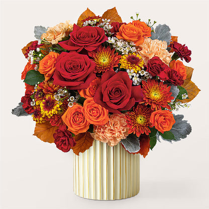 Merlot Bouquet with Ivory Vase – CAMPBELL ROSES & PLANTS LTD CO, Fort Campbell KY