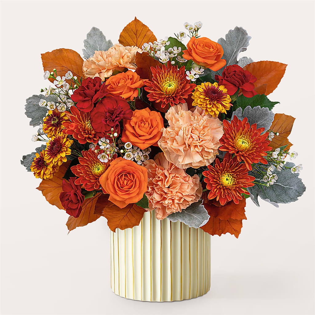 Merlot Bouquet with Ivory Vase – CAMPBELL ROSES & PLANTS LTD CO, Fort Campbell KY